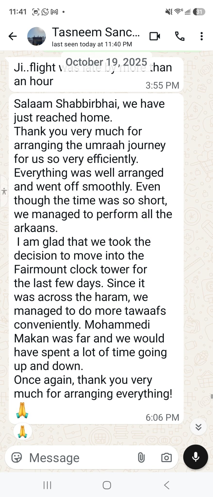 Tasneem Umrah review